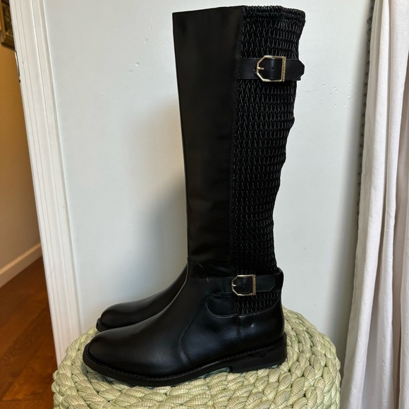 COLE HAAN Chesley Leather Knee-High Quilted Stretch Riding Boots NWT - Picture 5 of 14